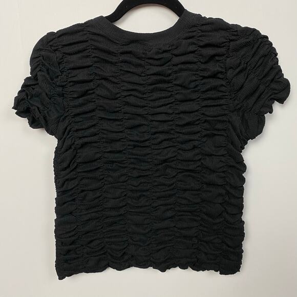 By Anthropologie Black Ruched Baby Tee Size Small NWT - Picture 8 of 8